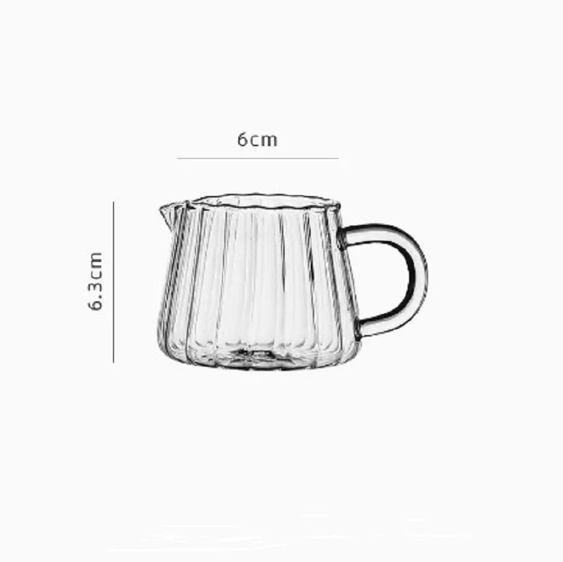 Jarra de té de vidrio de material borosilicato, pequeña jarra de agua cuadrada creativa Chahai, tamaño pequeño para espumar leche, cocina doméstica, café