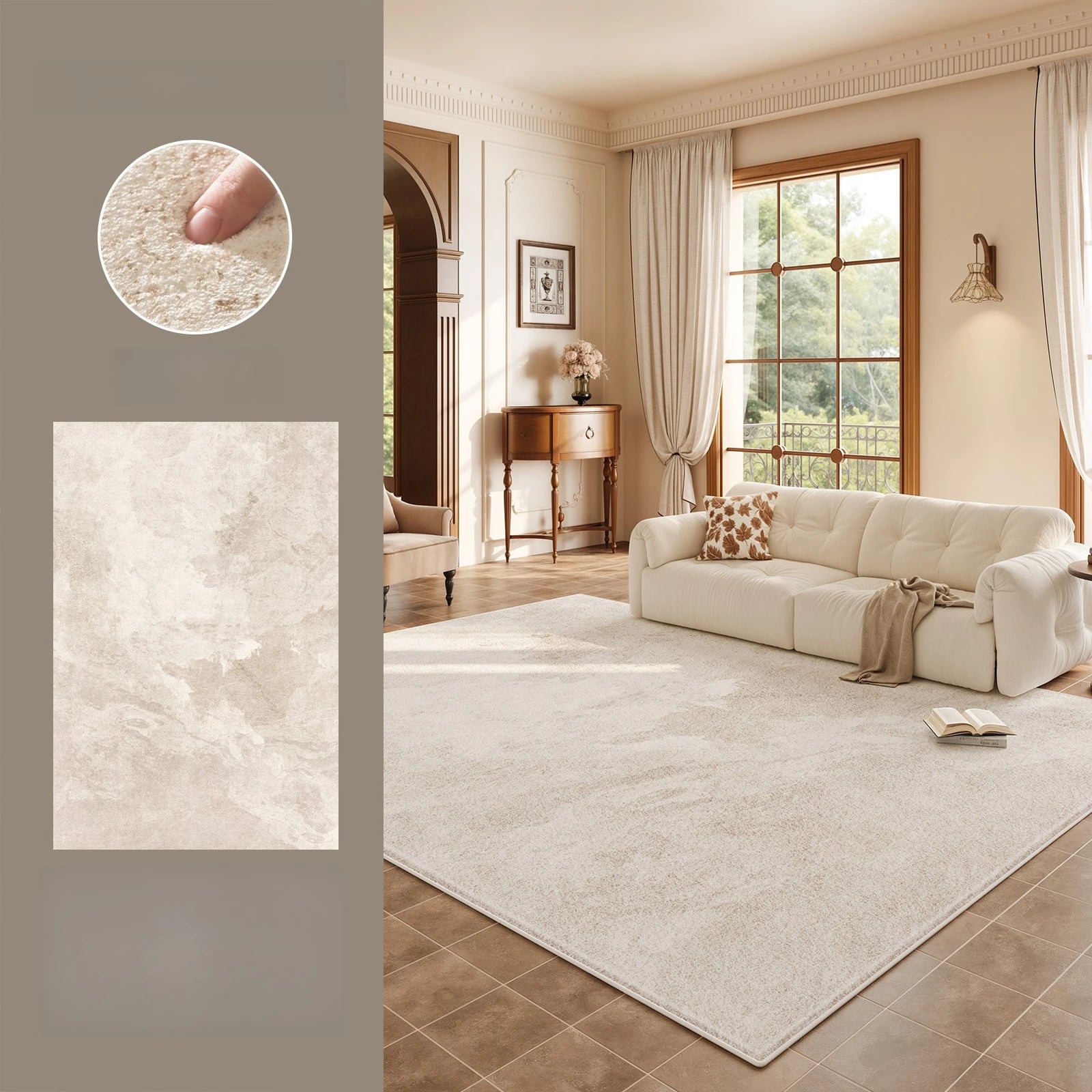 Alfombra de gran tamaño para sala de estar, alfombra gruesa y mullida de estilo moderno para dormitorio, alfombra suave y esponjosa para estudio, alfombra lavable para el hogar.