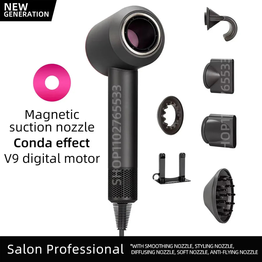 Secador de pelo iónico 5 en 1 con difusor. Aparatos profesionales para el cuidado del cabello. Secador de pelo sin aspas para peluquería femenina. Súper secador de pelo.
