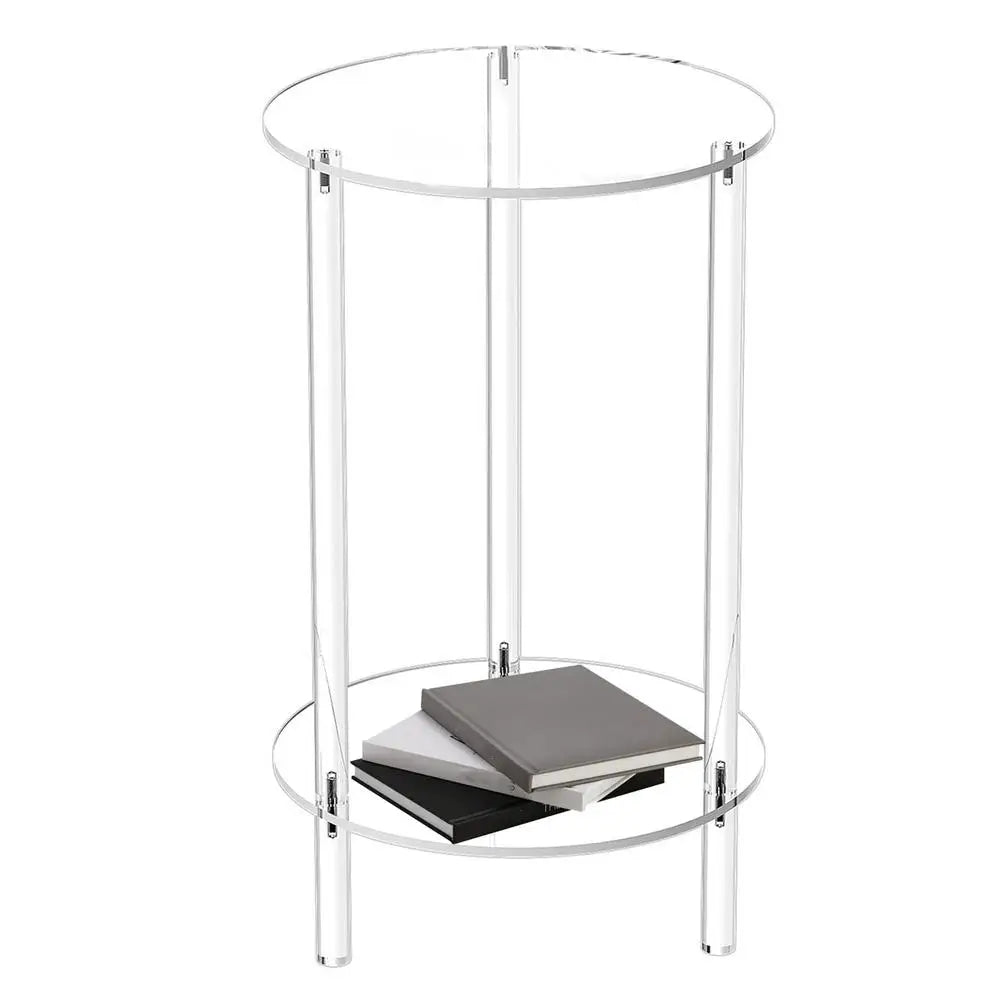 Acrylic Round End Table Small Round Side Table End Table Clear Small Round Table Acrylic Transparent Coffee Table for Bedroom