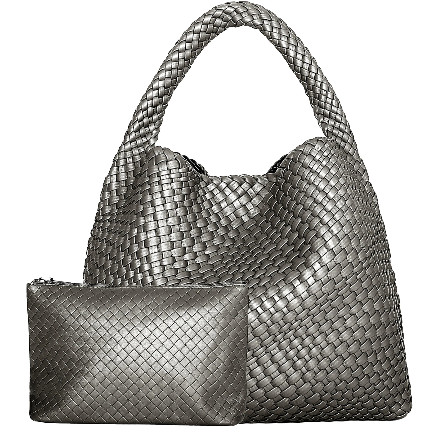 Bolso tote tejido para mujer, bolso de mano grande tejido, bolso de hombro de cuero suave, bolso de compras para el trabajo, bolso tote de playa de verano con monedero