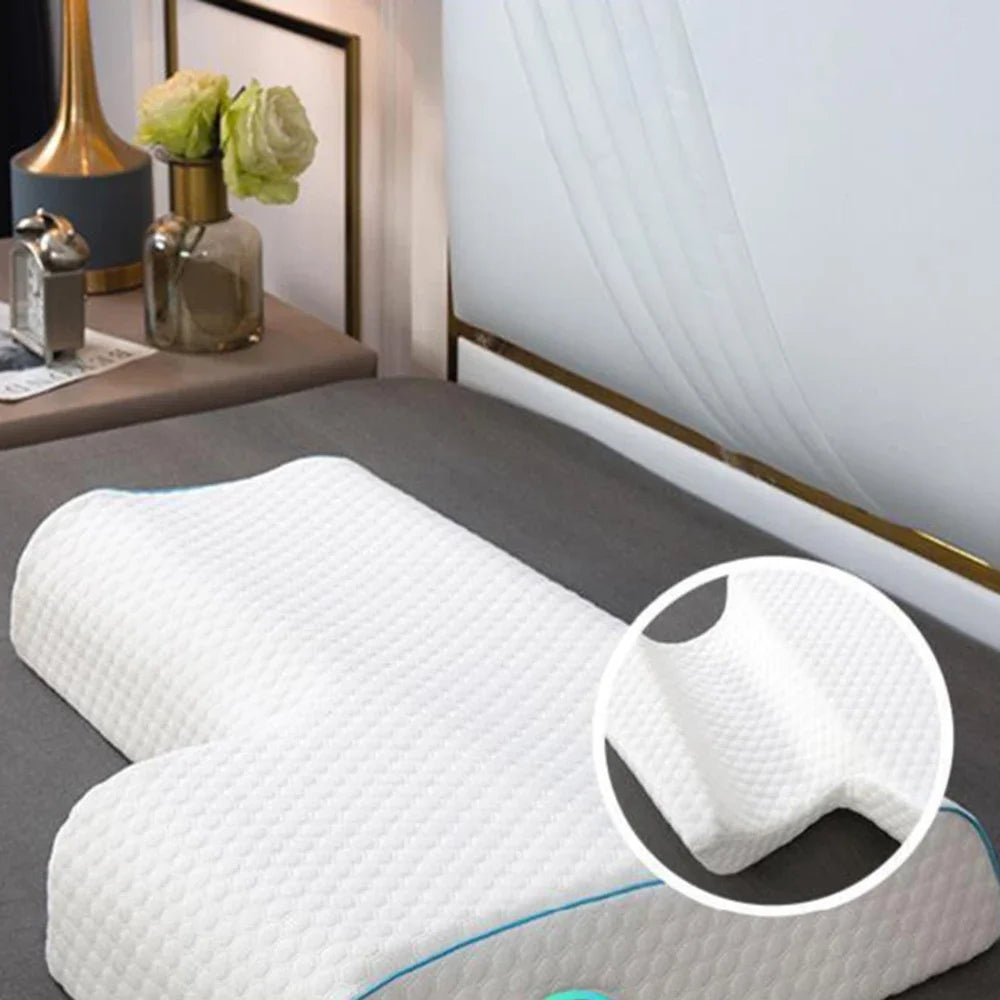 Almohada arqueada para parejas con espuma viscoelástica transpirable de rebote lento, almohada para dormir que protege las manos y el cuello, evitando la presión.