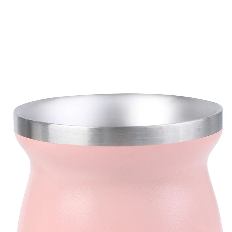 Juego de bombillas de 8 oz, calabaza para yerba mate, taza doble de acero inoxidable con cuchara y cepillo, aislamiento térmico antiescaldaduras.