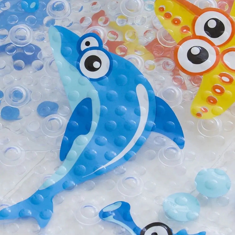 Alfombrilla de baño antideslizante de PVC suave con diseño de dibujos animados para niños, con ventosa, para ducha y bañera.