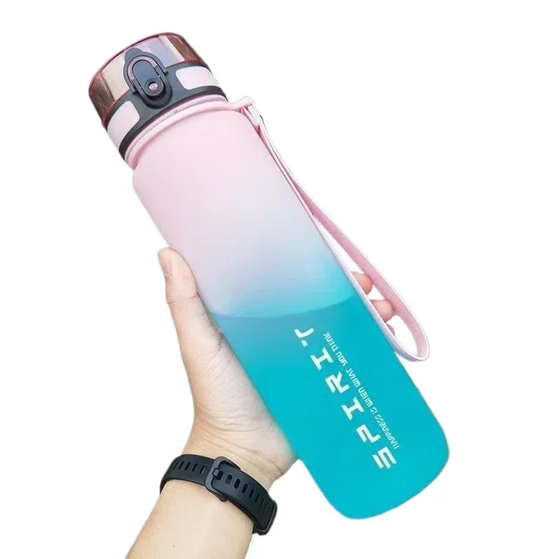 Botella de agua deportiva de 500 ml/650 ml/1000 ml, a prueba de fugas, de plástico colorido, para beber al aire libre, viajes, gimnasio, fitness.
