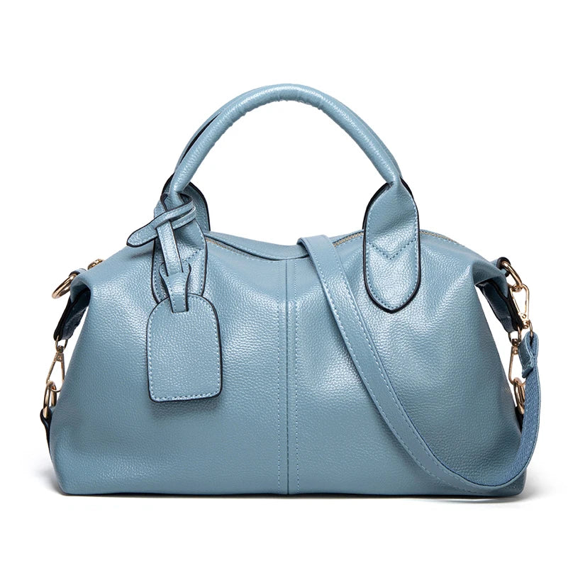 Bolso de mano elegante y moderno , de piel encerada al aceite, práctico bolso cruzado Boston de piel sintética de color liso, correa de hombro desmontable, diseño de doble asa, ajustable
