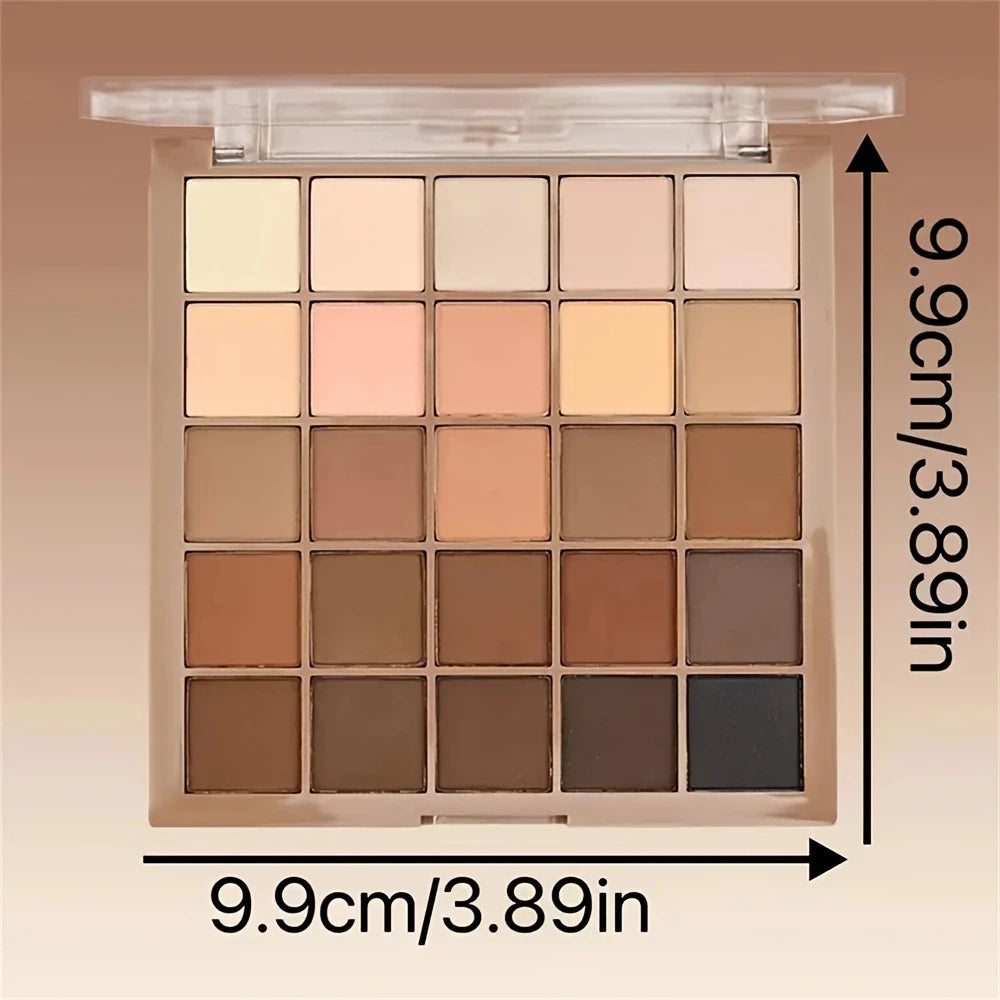 Paleta de sombras de ojos de 25 colores: tonos tierra neutros grises y marrones, estilo café y chocolate, crea una apariencia de maquillaje multifuncional que naturalmente te hará destacar.