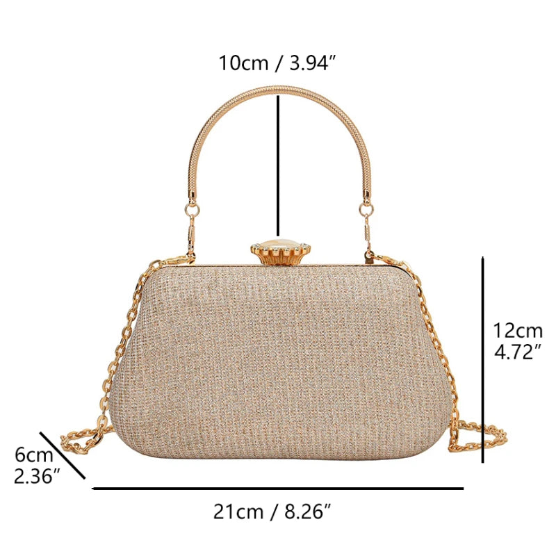 Bolso de noche de lujo de alta gama para mujer, bolso de fiesta con purpurina para bodas, bolso de mano, bolso de hombro con cadena.