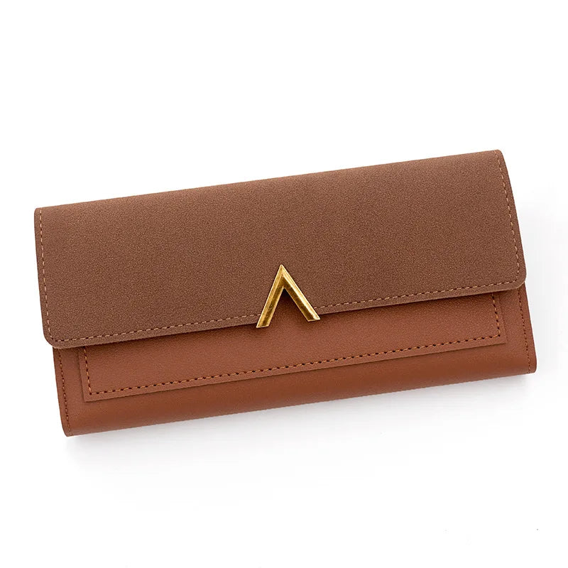 Nueva versión coreana de la cartera de mujer, cartera larga plegable en forma de V con hebilla, monedero de mano y tarjetero.