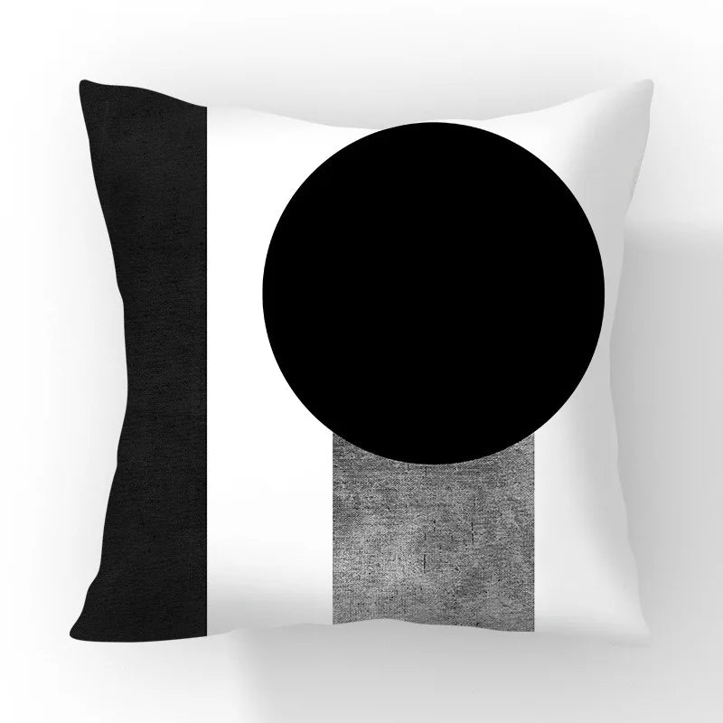 Funda de cojín geométrica en blanco y negro VIKAMA, funda de cojín moderna y minimalista para sofá de salón, funda de almohada para coche, decoración del hogar