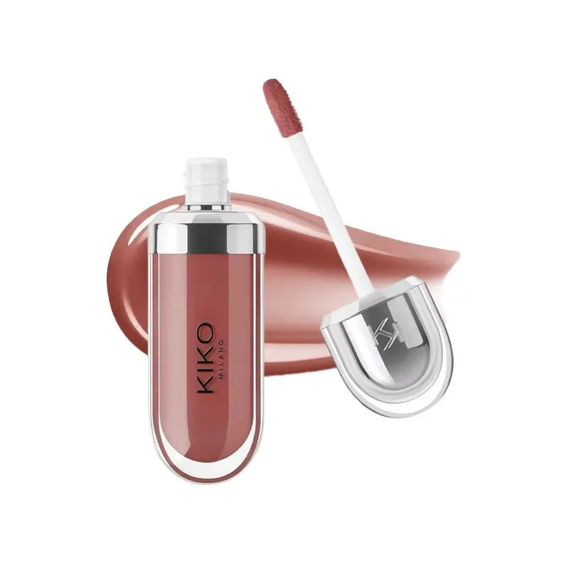 KIKO 3D Liquid Lip Glaze Brillo labial transparente Lápiz labial con efecto espejo Labios nutritivos, brillantes y voluminosos que no se desvanecen Maquillaje con pasta de frijoles y té con leche
