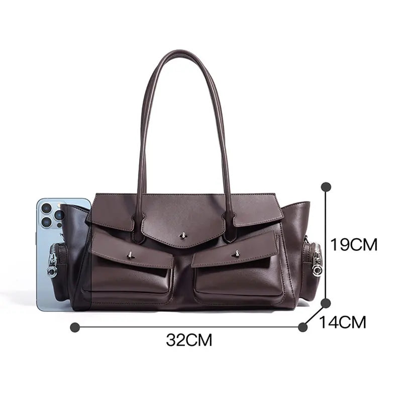 Bolso de mujer nuevo, de lujo, de diseñador, de piel auténtica, bolso de hombro para mujer, estilo vintage, con múltiples bolsillos, bolsos de piel de vacuno.