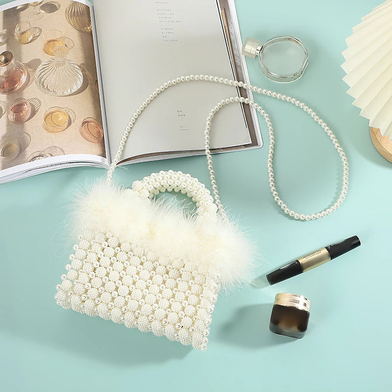 Bolso de noche Noble Crystal Beaded Evening Bag con cadena de perlas, bolso de mano para bodas, bolso de hombro con cadena de perlas, bolso de mano para vestido de noche, bolso de noche