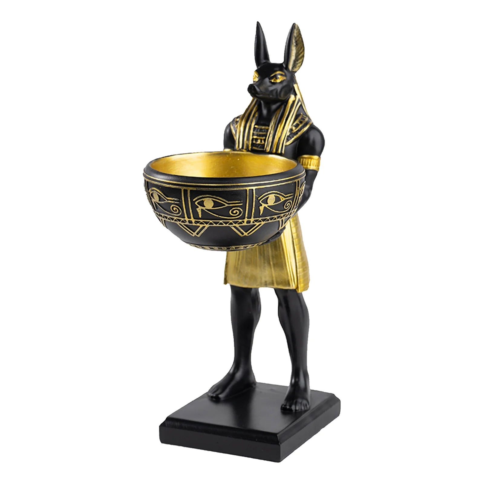 Estatua del dios Anubis de 25 cm, escultura de arte del antiguo Egipto con cuenco, regalo de escultura egipcia para amantes de la mitología y aficionados a la historia.