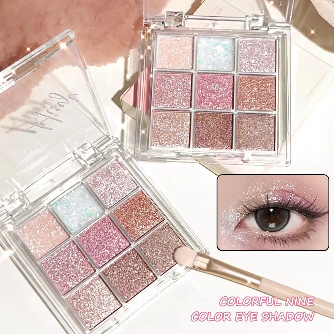 Iluminador con purpurina fina nacarada, paleta de sombras de ojos inteligente y deslumbrante. Color de larga duración, resistente al sudor y al agua.