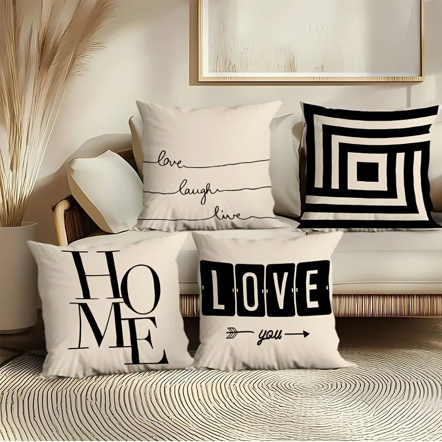 Funda de almohada con estampado abstracto de elementos naturales para dormitorio, sala de estar, sofá, decoración del hogar. Funda de cojín de poliéster con cremallera.