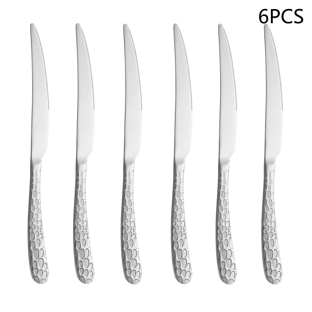 Vajilla de acero inoxidable plateada de 4/6/16/24 piezas con cuchillo para carne, tenedor de mesa, cuchara sopera y cucharilla de té. Vajilla delicada para el hogar.