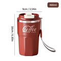 Taza de café WORTHBUY con tapa y asa, de acero inoxidable 304, para té, leche y café, con doble pared aislante y protección anti-quemaduras.