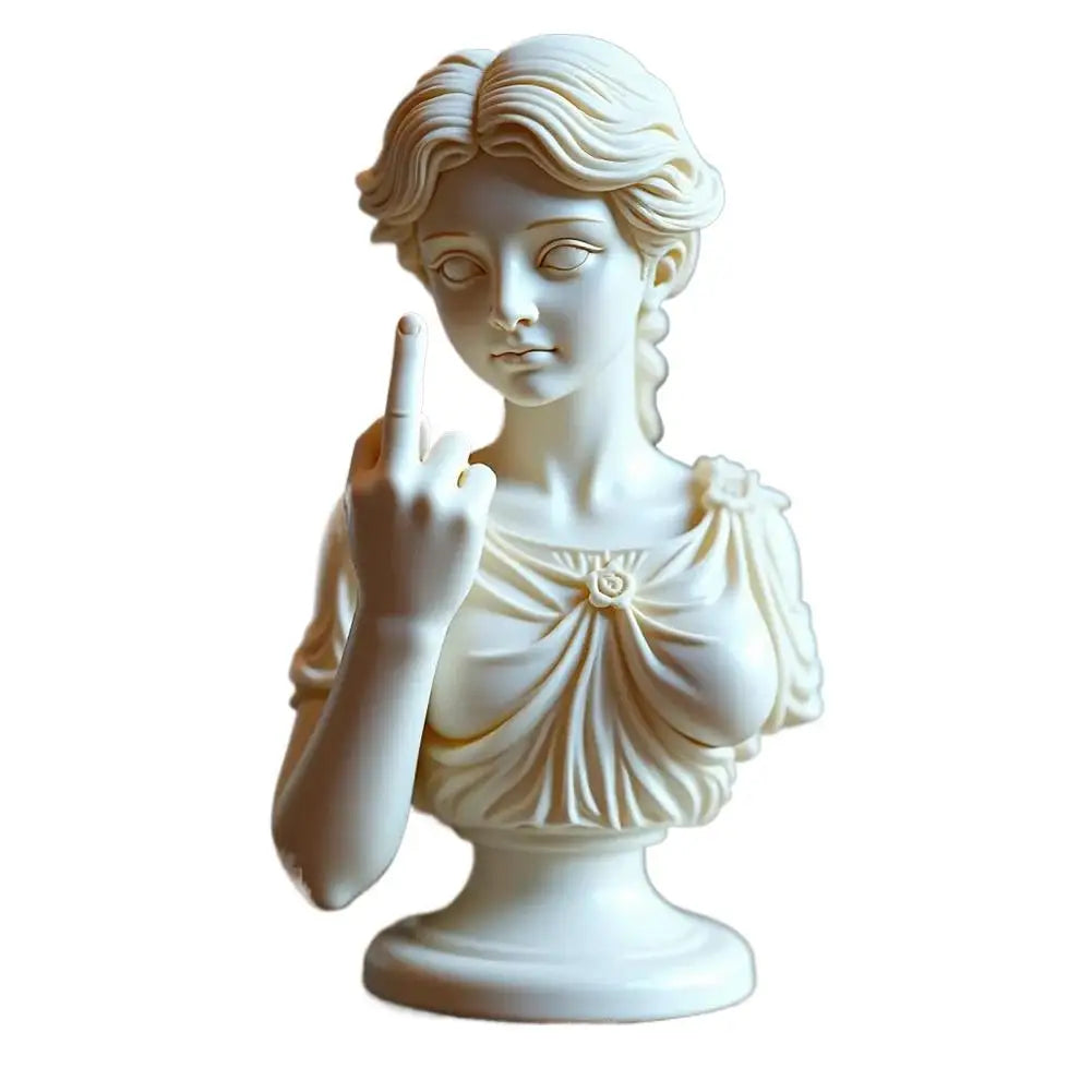 Estatua divertida de resina de la diosa vienesa con el dedo medio, decoraciones personalizadas para el hogar, el jardín, la oficina y la mesa. Regalos especiales.
