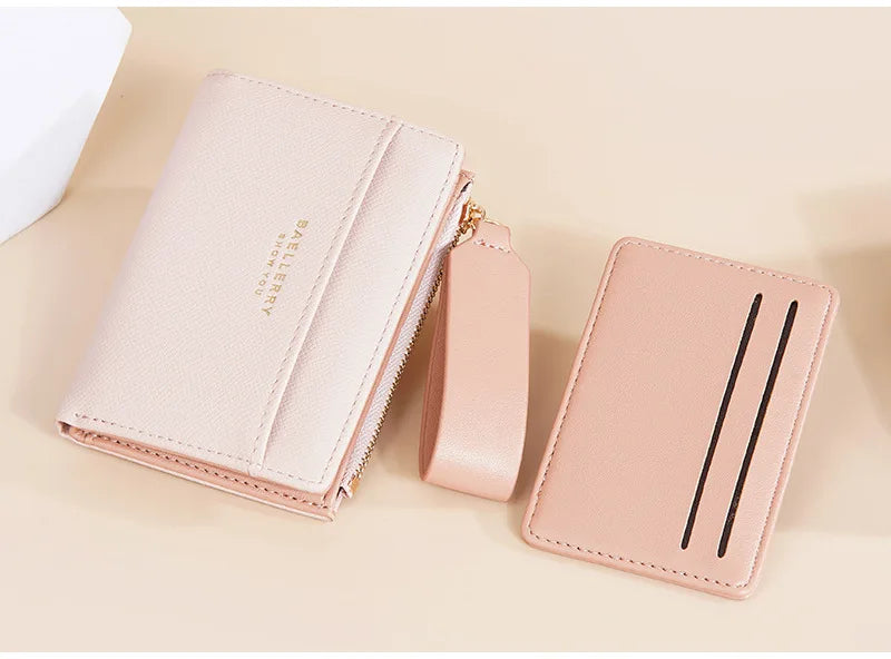 Nueva cartera para mujer con cremallera corta, elegante y de alta gama, con múltiples ranuras para tarjetas, tarjetero japonés y coreano para mujer.