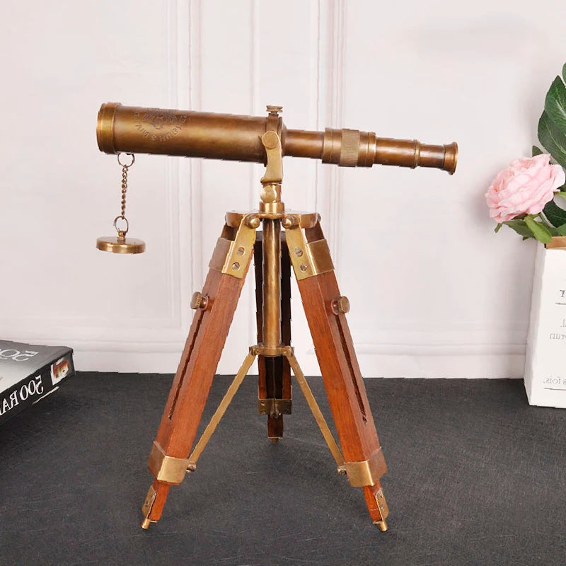 Telescopio de cobre puro, decoración de estilo europeo, americano y francés, decoración clásica suave para villas, oficinas y salas de exposición.
