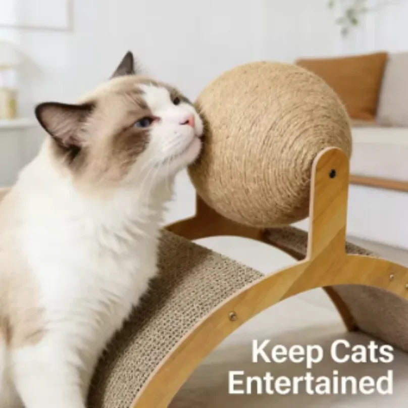 Rascador de madera 2 en 1 para gatos, tabla rascadora de sisal, juguete duradero para raspar las patas, raspador de madera maciza para gatos y gatitos. Artículos para mascotas.