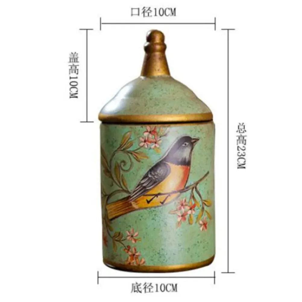 Tarros de cerámica vintage para almacenamiento, tarro de azúcar de cocina, lata de té, tarro de té esmaltado a prueba de humedad, tarro de almacenamiento, adorno antiguo para el hogar