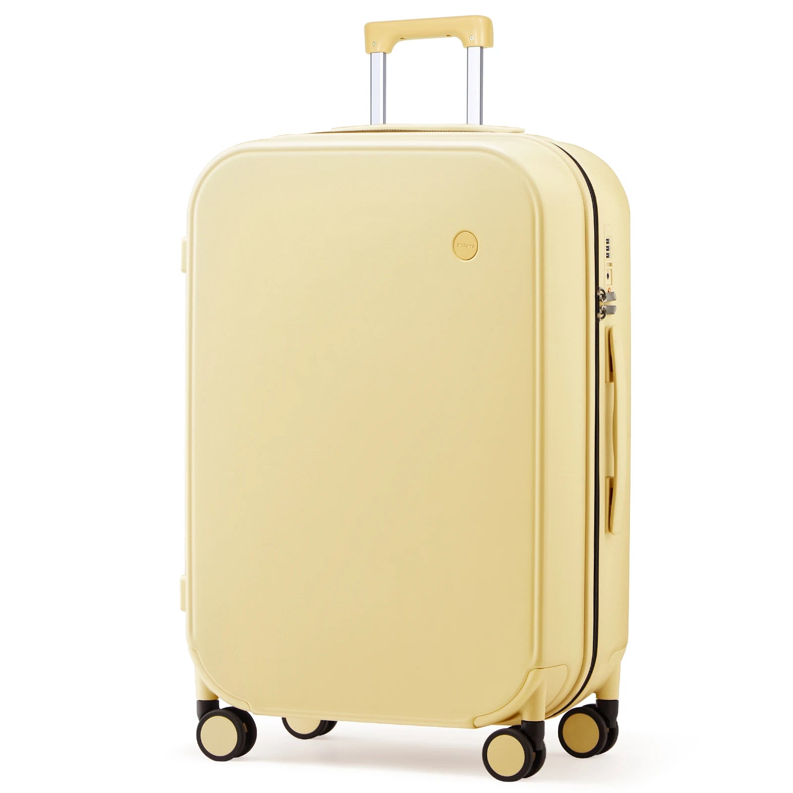 Maleta de viaje Mixi con diseño patentado para hombre y mujer, con ruedas giratorias, tamaño de cabina (18", 20" y 24", para facturar), 100% policarbonato.