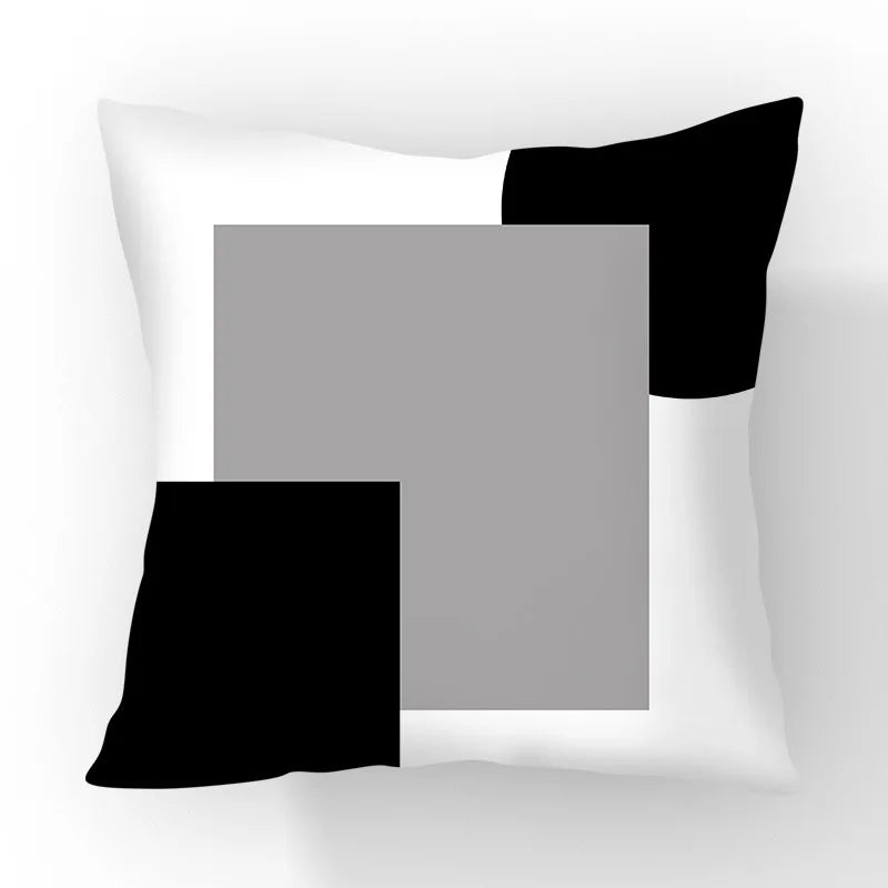 Funda de cojín geométrica en blanco y negro VIKAMA, funda de cojín moderna y minimalista para sofá de salón, funda de almohada para coche, decoración del hogar