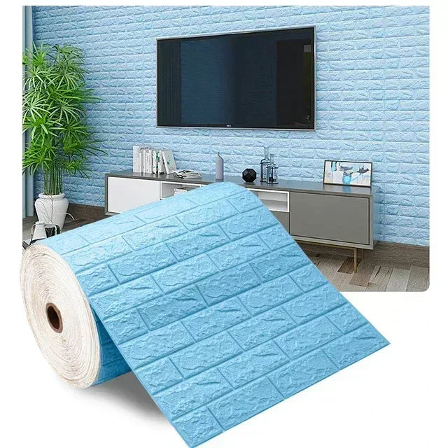 Papel pintado autoadhesivo 3D de 70 cm x 1/5/10 m, continuo, impermeable, con diseño de ladrillo. Ideal para sala de estar, dormitorio, habitación infantil y decoración del hogar.