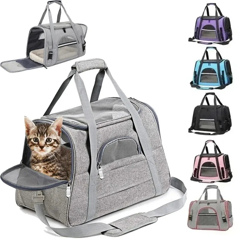 Mochila transportadora para mascotas, portátil, transpirable, plegable, bolso de hombro, bolsas transportadoras para gatos y perros, bolso de mano para viajes con mascotas.