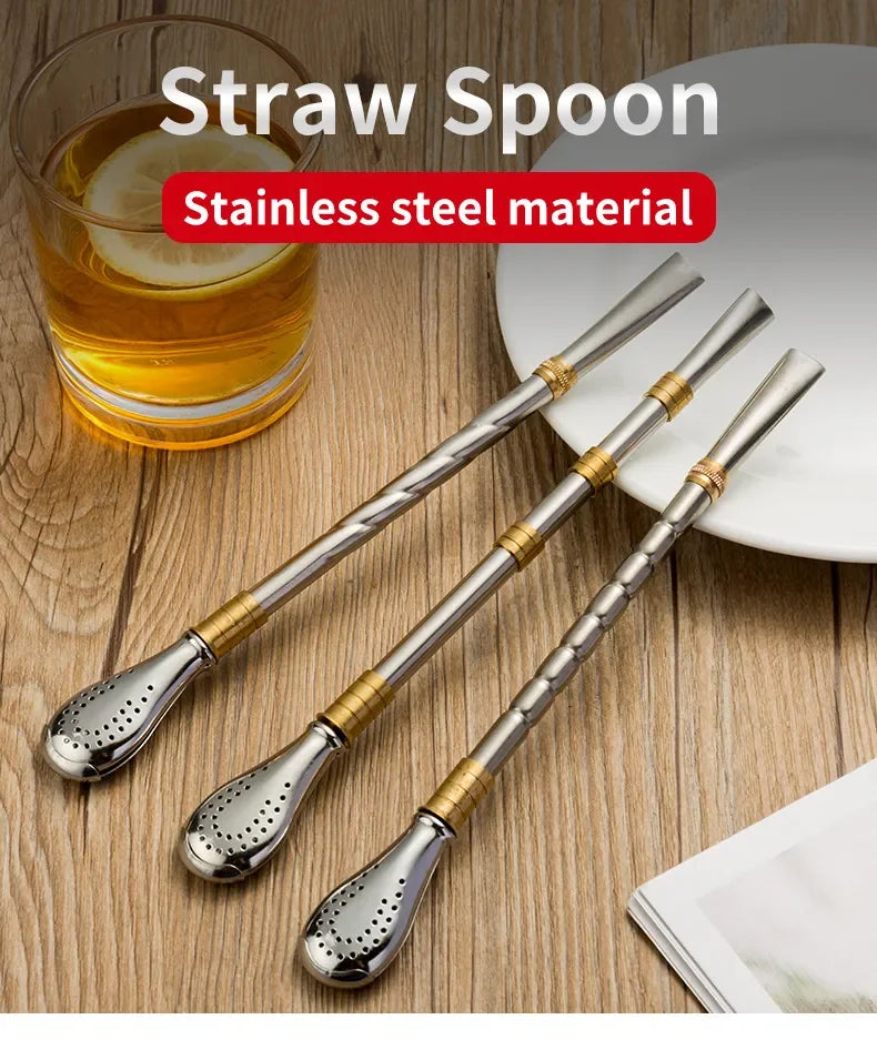 Pajita para beber,  vajilla de acero inoxidable, pajitas reutilizables de metal lavables, filtro de té, vajilla para cócteles y bebidas de bar.