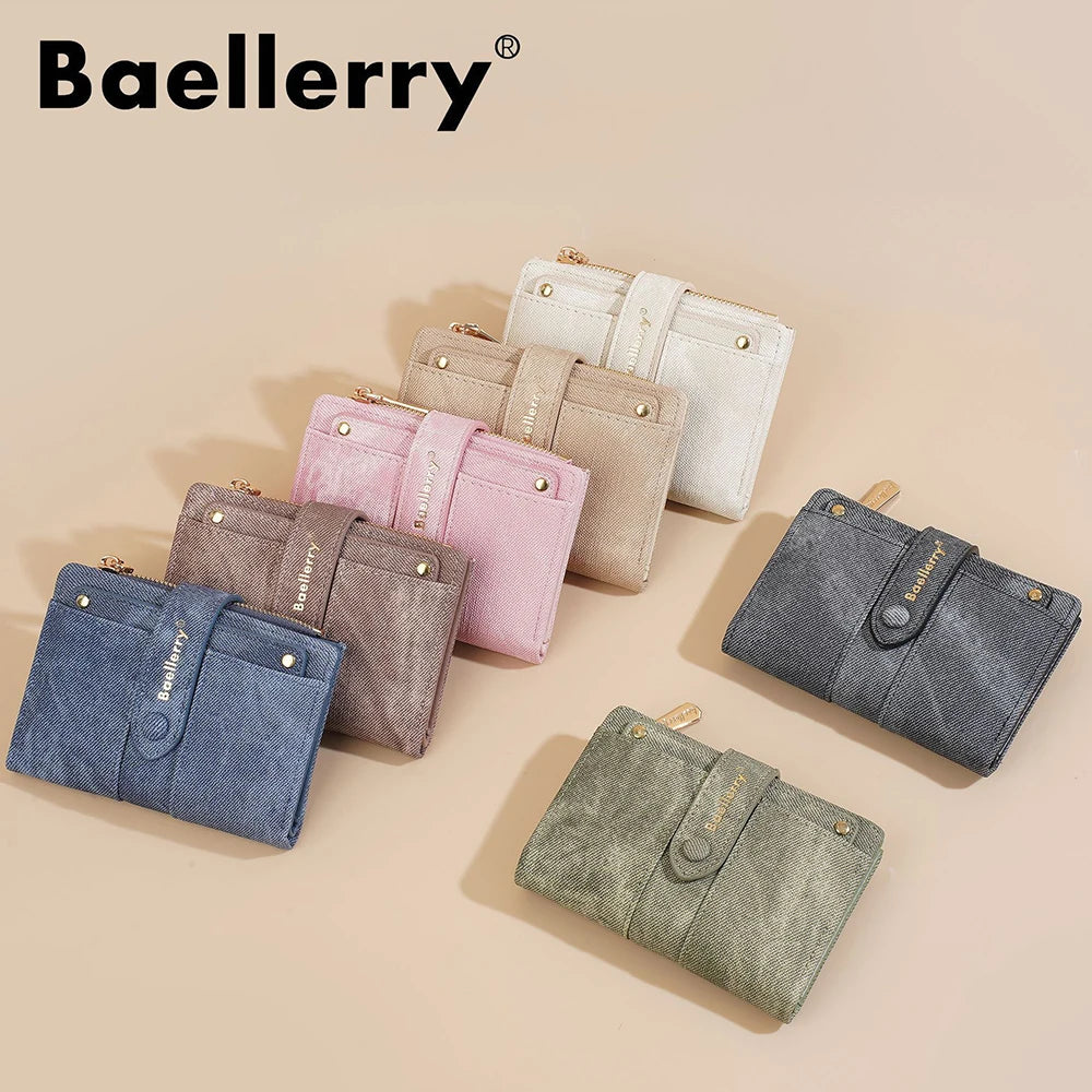 Carteras cortas de mujer Baellerry New Fashion con cremallera, monederos de alta calidad, monedero para mujer con clip para tarjetas desmontable.