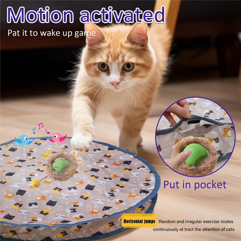 Juego de fundas para pelotas interactivas para gatos, rodadura rápida en bolsa, juguete para gatitos de escondite, juguete interactivo para gatos activado por movimiento, para interiores