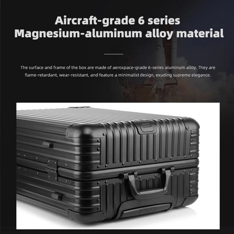 Maleta telescópica de aleación de magnesio y aluminio de 24 pulgadas, maleta de negocios, bolsa con cerradura de combinación metálica de 20 pulgadas.