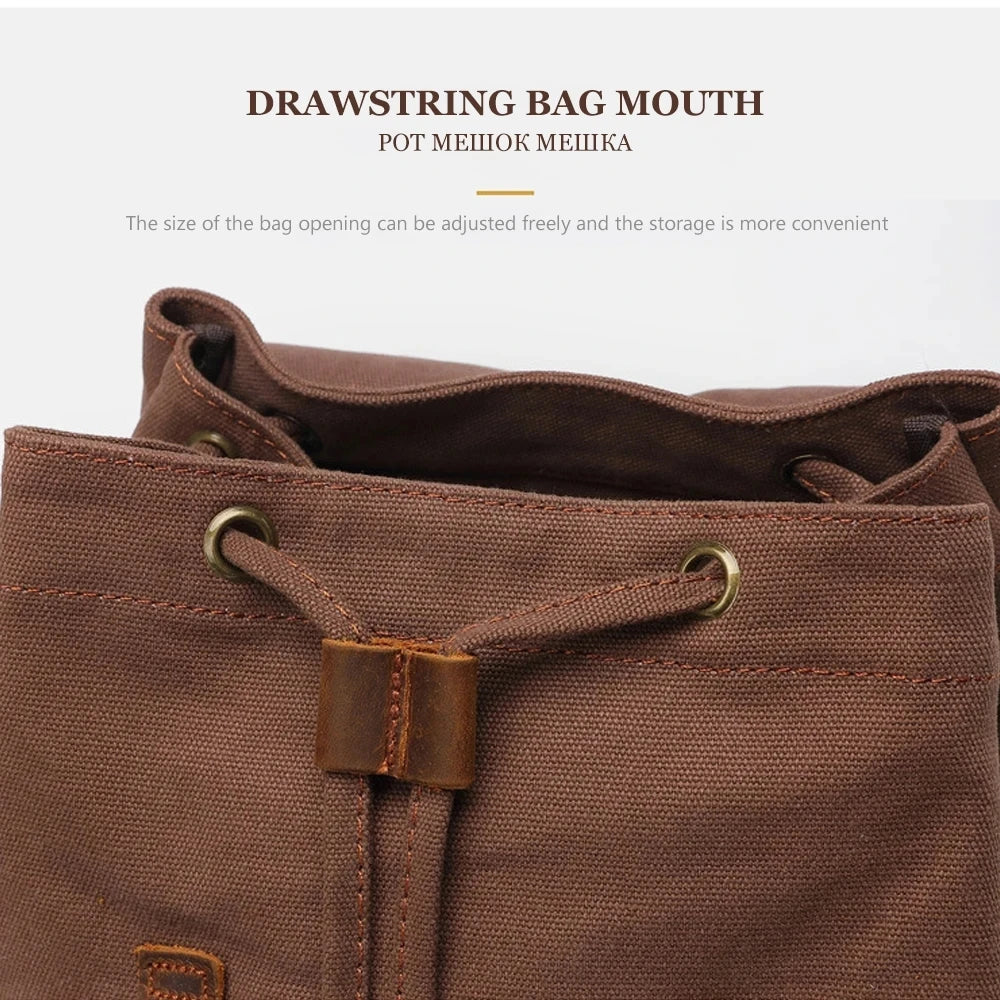 Mochila masculina retro de lona, apta para portátil de 14 pulgadas, mochila vintage de 36-55L resistente al desgaste, color café, envío por goteo
