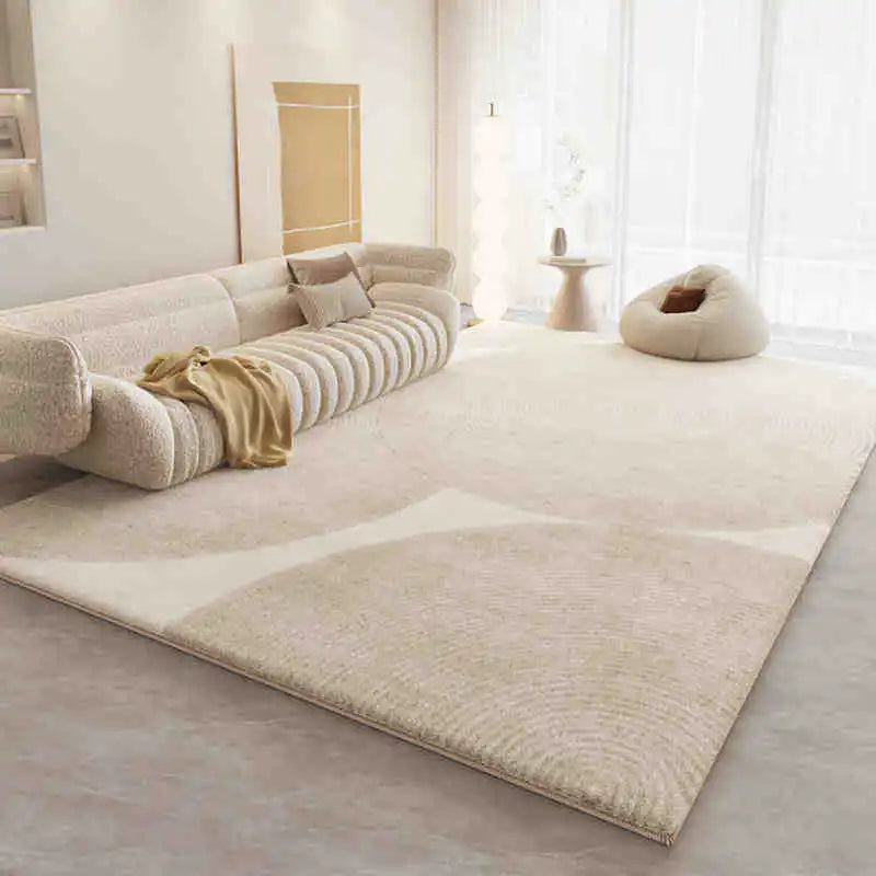 Alfombra de felpa suave, gruesa y antideslizante de color crema para sala de estar, dormitorio, hogar, sofá, mesa de centro. Alfombra antifrío.