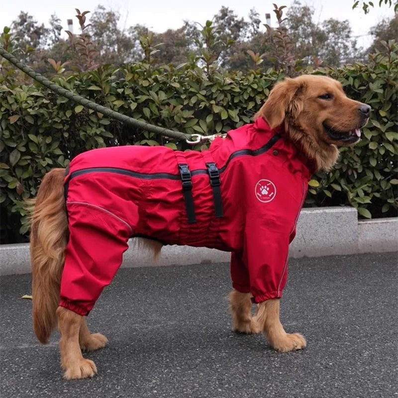 Chaqueta impermeable para perros, abrigo reflectante para la lluvia, monos y enterizos rojos para perros, impermeable de otoño e invierno para perros grandes.