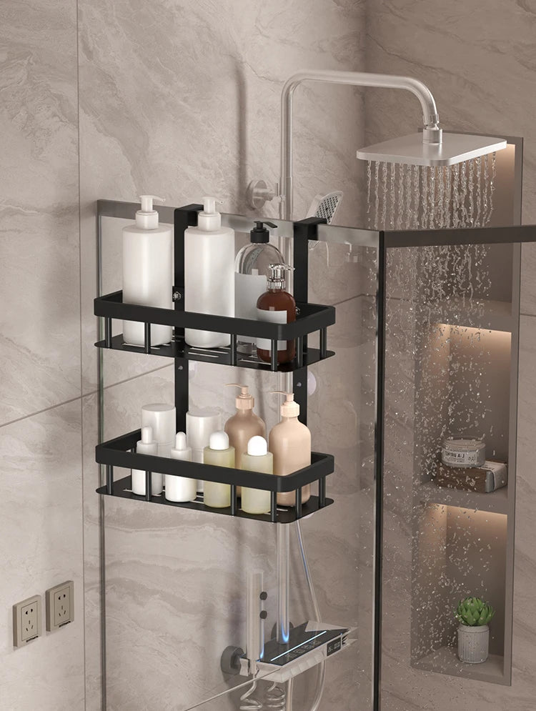 Estante de almacenamiento de tres niveles para pared de baño, estante para puerta, estante para gel de ducha, estante de almacenamiento para artículos de baño