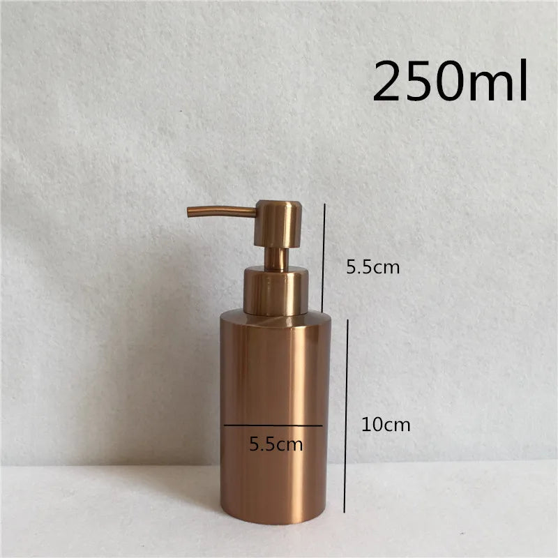 Dispensador de jabón líquido, botella para gel, acero inoxidable 304, plata, oro rosa, bomba para loción, jabón de manos, dispensador para cocina y baño.