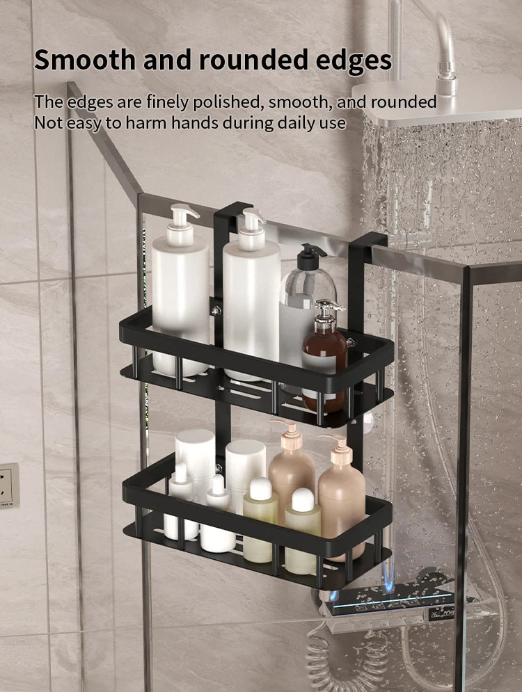 Estante de almacenamiento de tres niveles para pared de baño, estante para puerta, estante para gel de ducha, estante de almacenamiento para artículos de baño