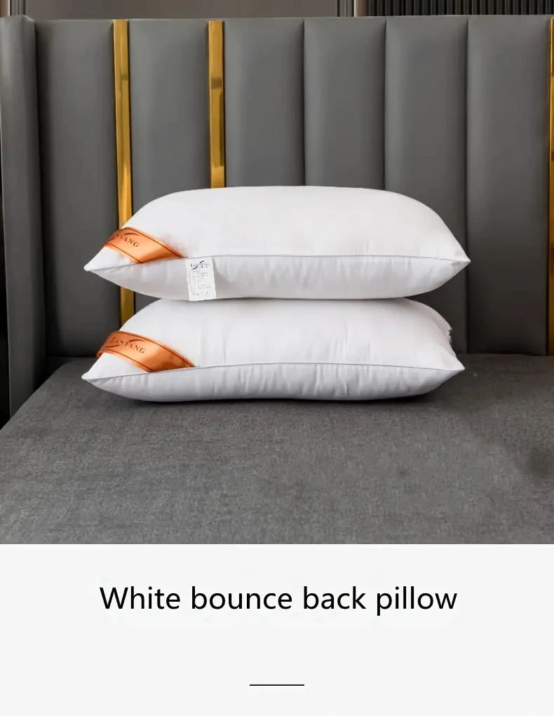 1 almohada blanca de rebote, color liso, suave y cómoda para dormitorio, cama, hotel de 5 estrellas, hogar, individual, para adulto.