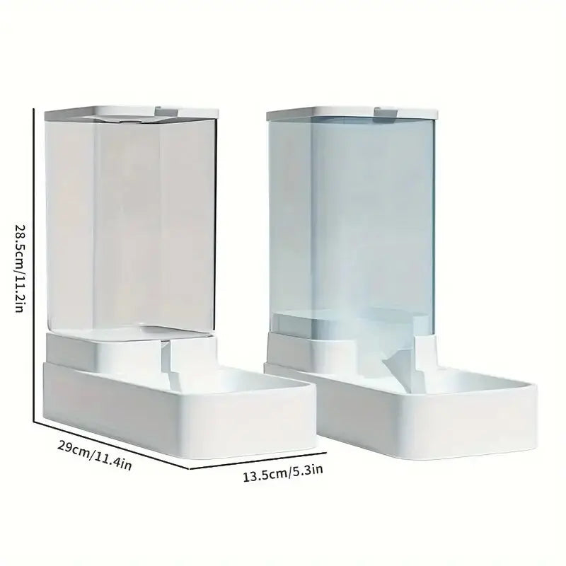 1 o 2 dispensadores automáticos de agua y comida para perros, de plástico, con sistema de alimentación por gravedad.