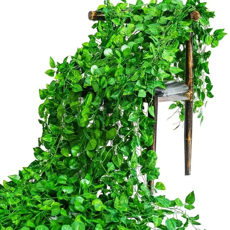 Guirnalda de hojas de hiedra artificial de 2/4/8/10 m, enredaderas colgantes, plantas artificiales, vegetación para exteriores, decoración de pared, festivales, jardín, hogar y fiestas.