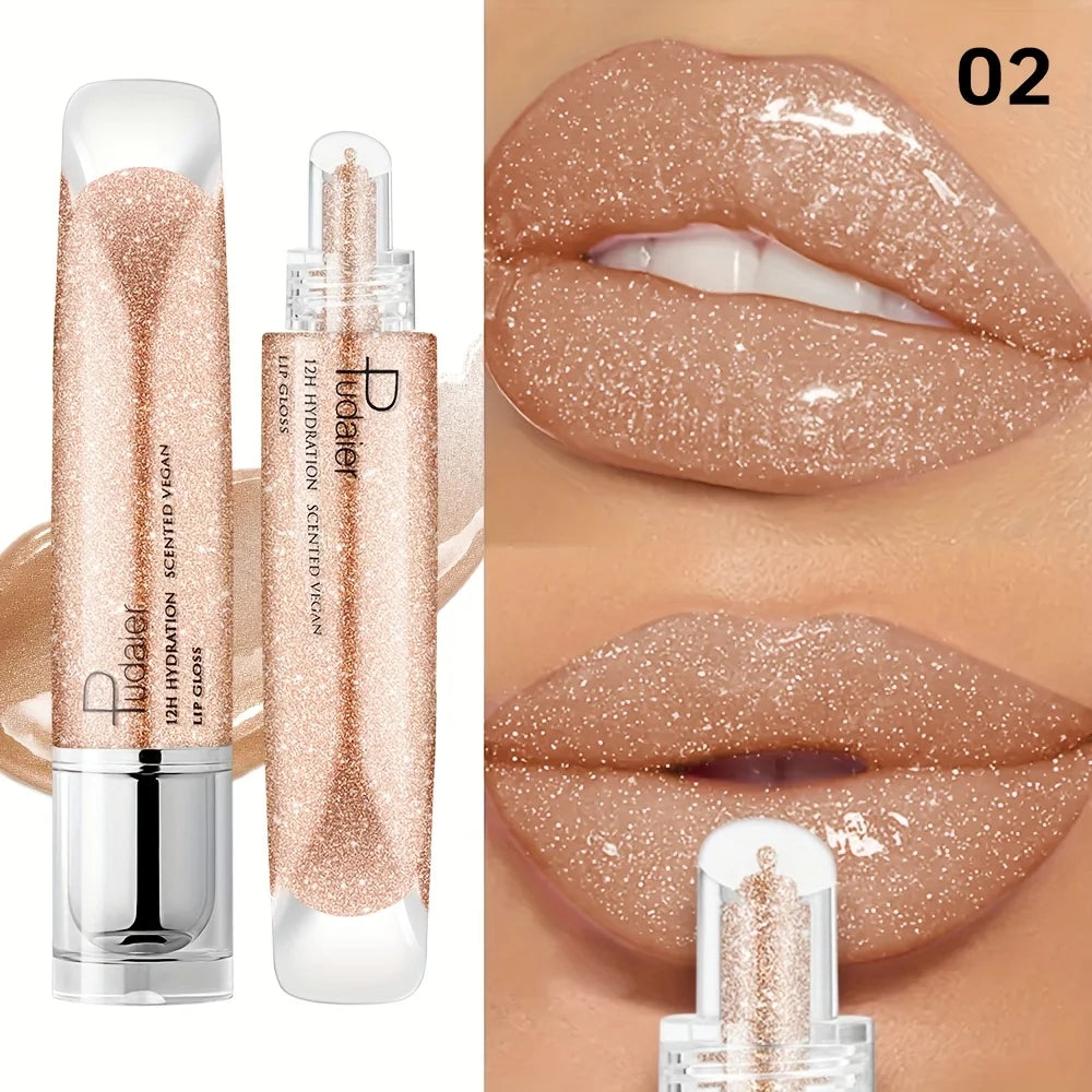 Brillo labial resistente al agua, brillante, de larga duración, hidratante, pasta no pegajosa, fácil de aplicar y llevar, maquillaje de labios glamuroso.