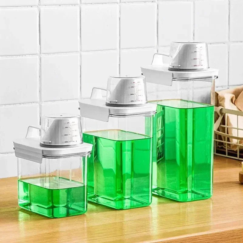 Dispensador hermético de detergente en polvo de 1100/1800/2300 ml. Caja de almacenamiento transparente para detergente líquido en polvo con tapa.