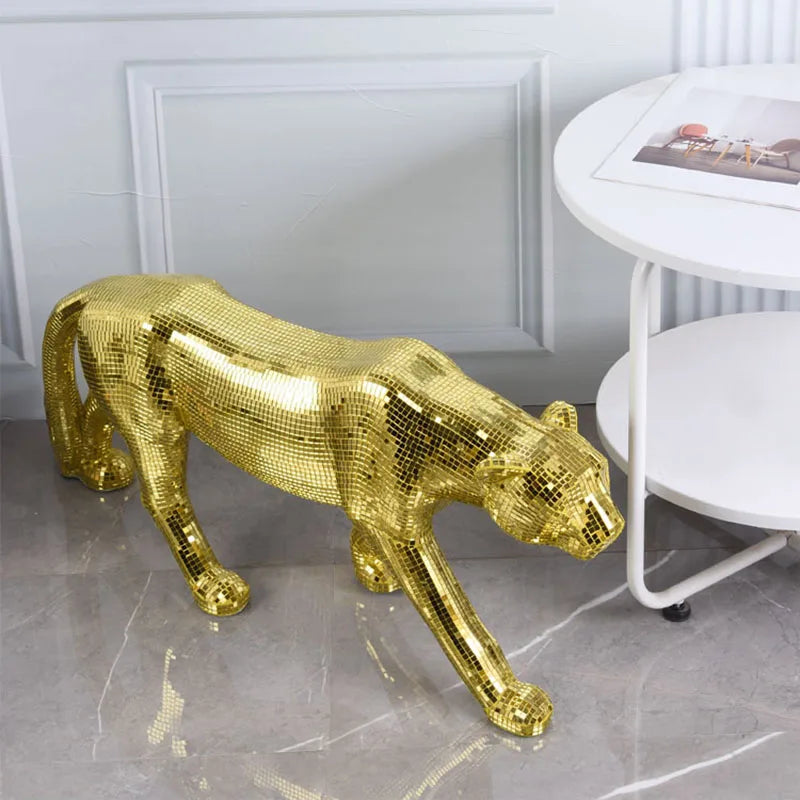 Adornos largos de leopardo para decoración de sala de estar, figuras escultóricas, hogar moderno, mueble de TV, estatua de escritorio de oficina, 82 cm personalizados