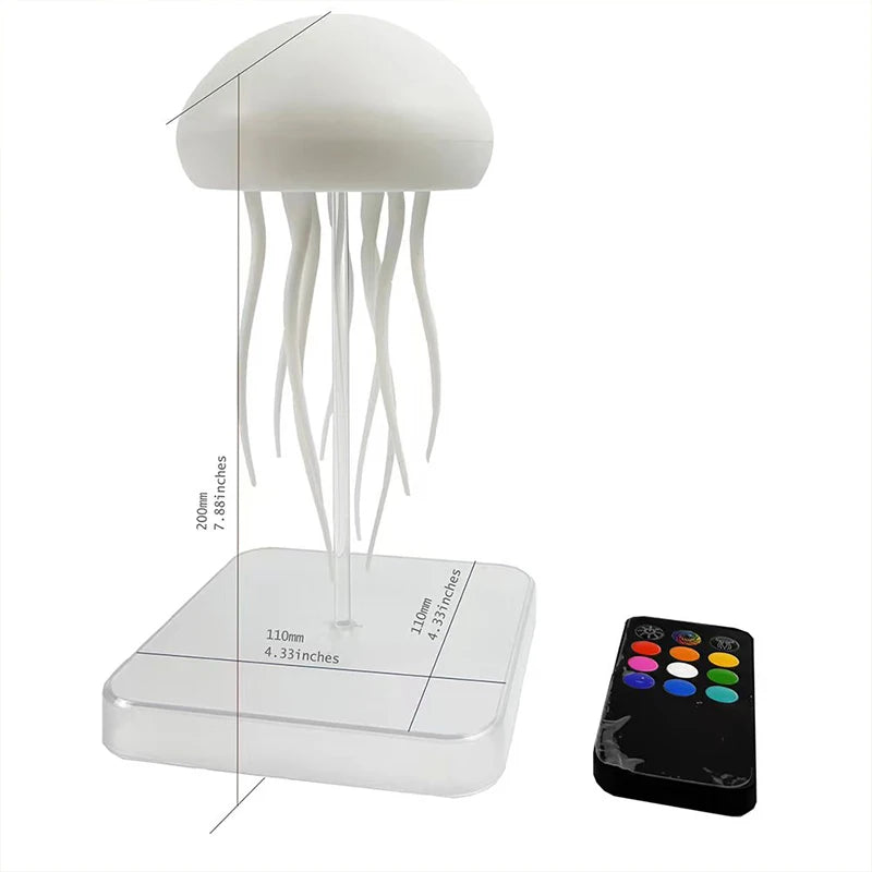 Lámpara LED con forma de medusa, 9 tentáculos, 2 modos de funcionamiento, batería de larga duración, efectos de luz con degradado de color y mando a distancia.