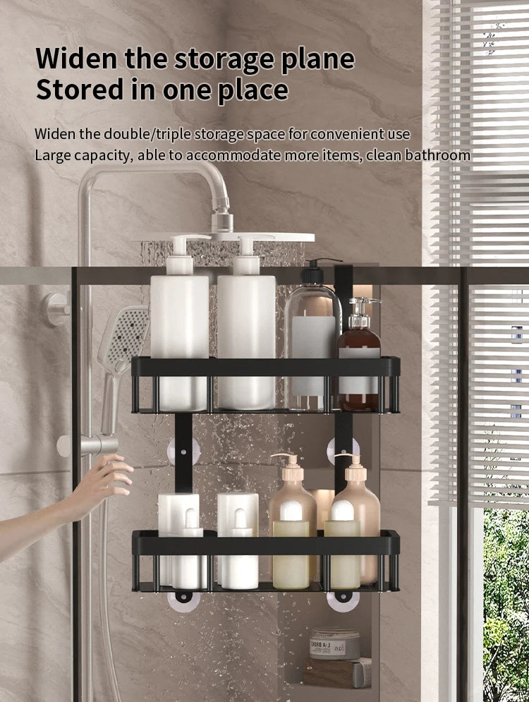 Estante de almacenamiento de tres niveles para pared de baño, estante para puerta, estante para gel de ducha, estante de almacenamiento para artículos de baño