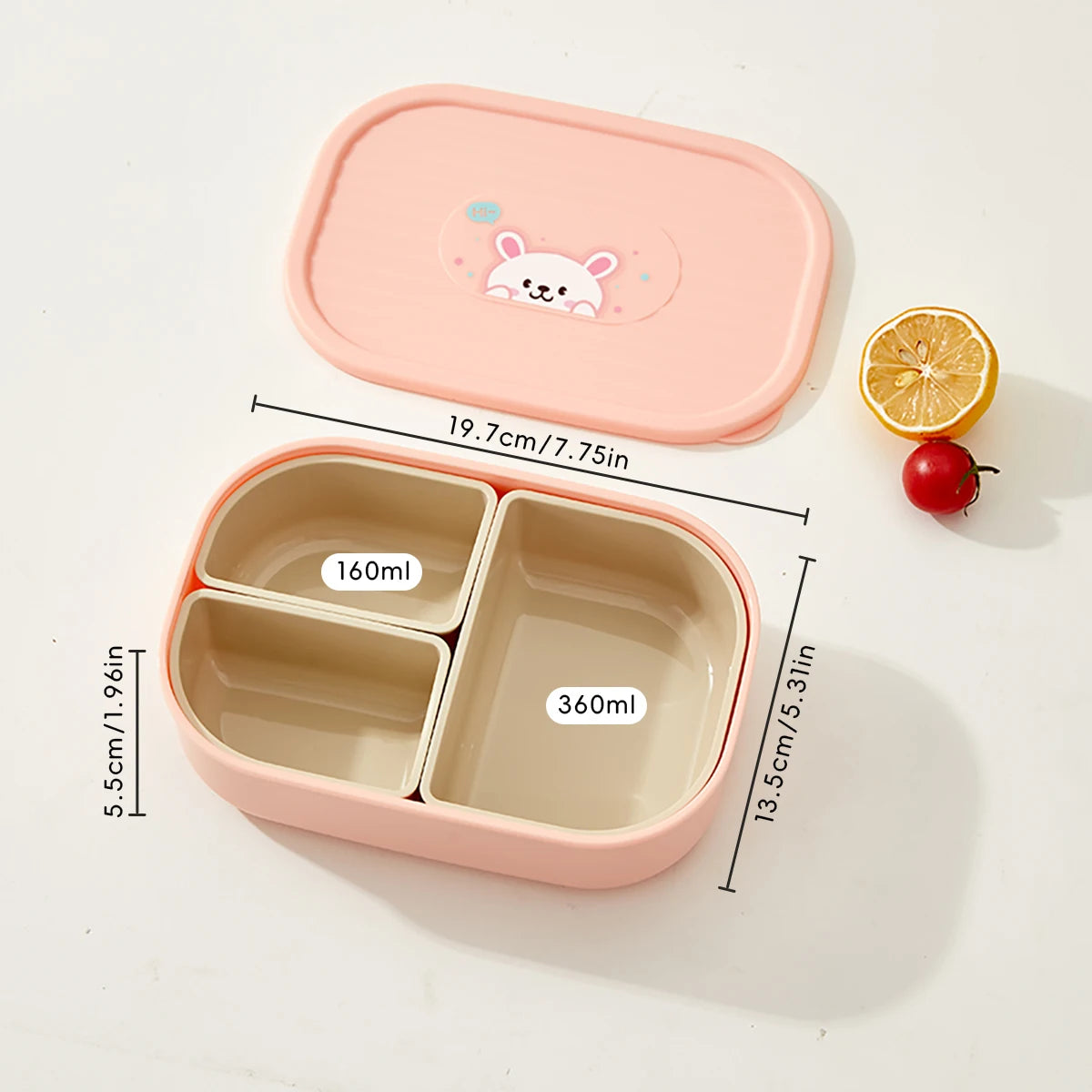 WORTHBUY Tupper de Almuerzo de Plástico para Microondas con 3 Rejillas, Caja Bento de Frutas Portátil y Desmontable, Contenedor de Comida Apilable para Escuela y Oficina